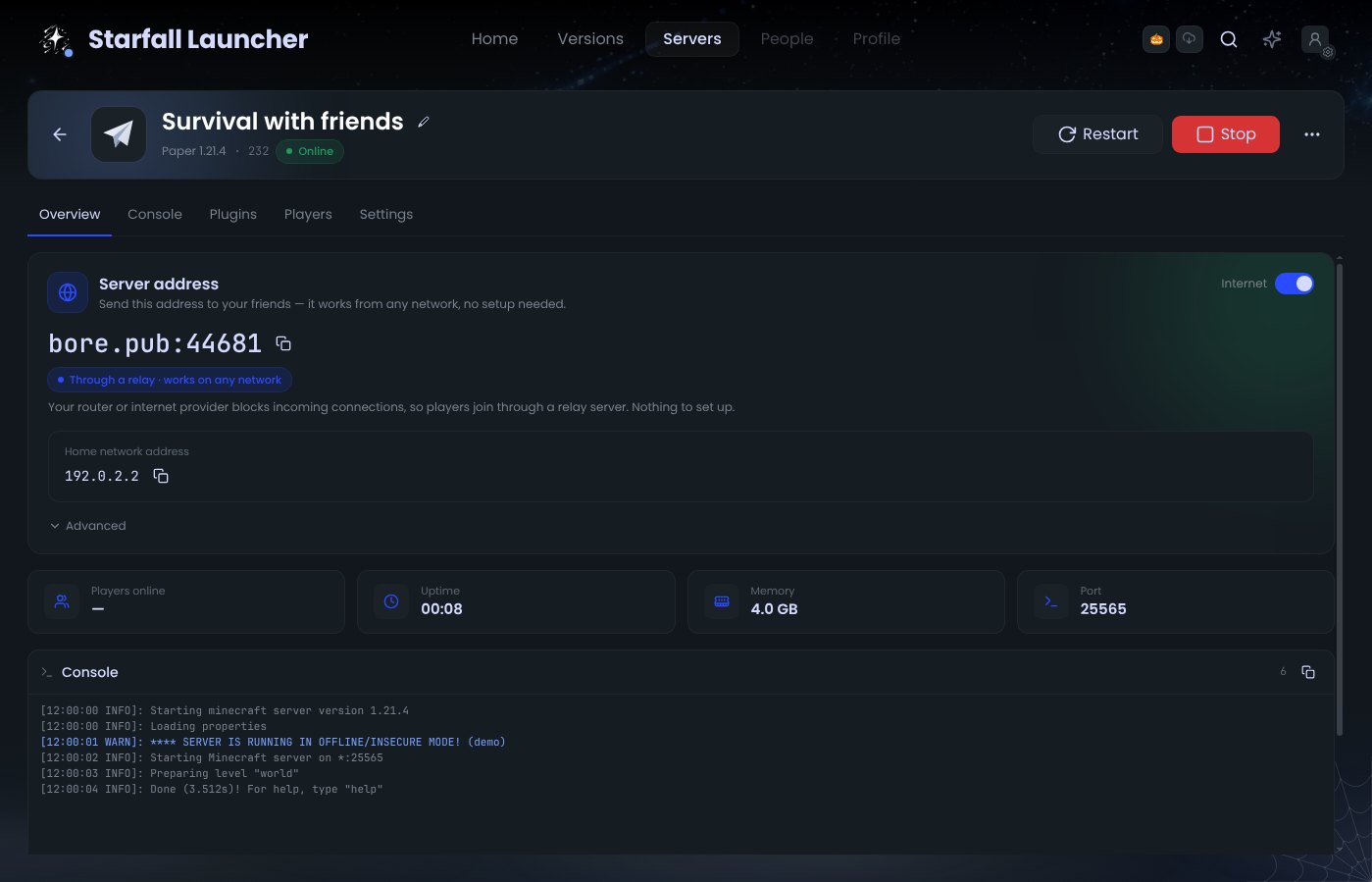 Running server